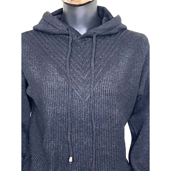 S. Christina 100% Cashmere Knit Hoodie Sweater S/M Gray or Black Soft Pullover - Picture 4 of 12